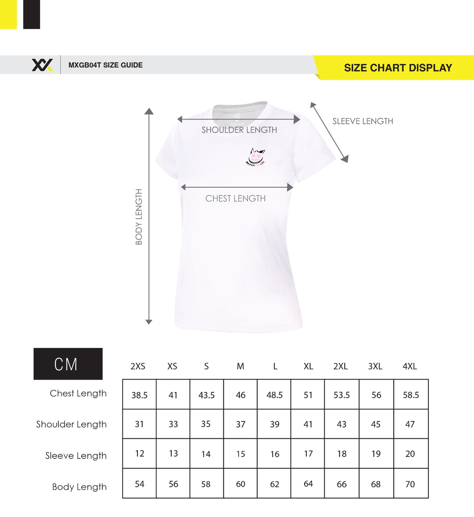 MXGB04T size chart